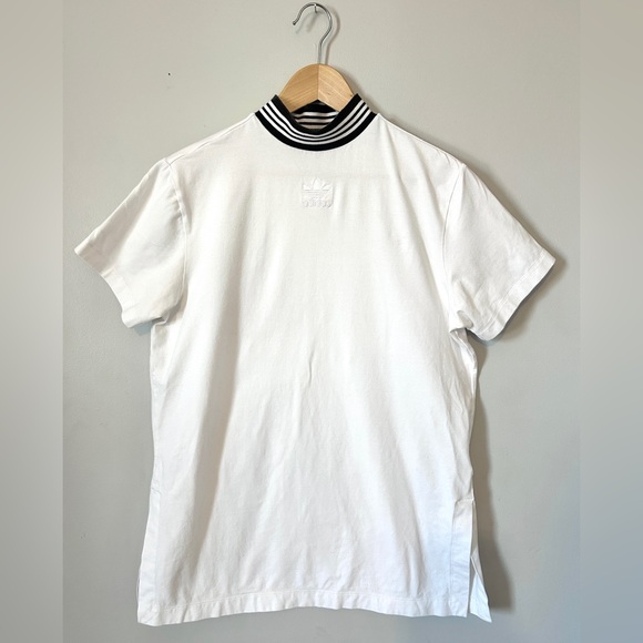 Adidas Originals Longline Slit Hem High Neck T-Shirt - Picture 1 of 9